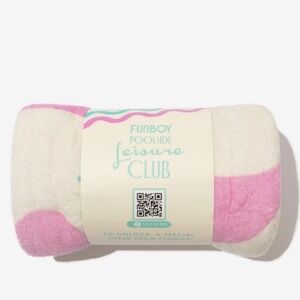 Funboy Poolside Leisure Club Beach Towel Pink Cream 100% Cotton NEW
